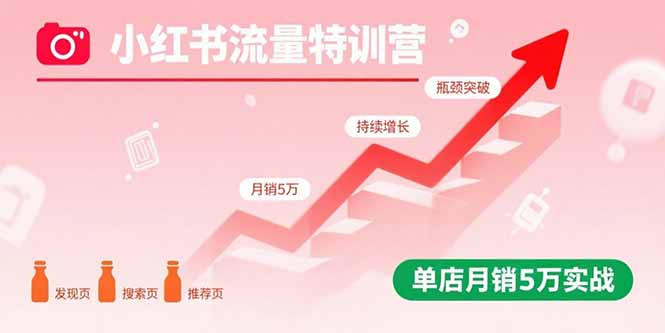 小红书流量特训营：突破流量瓶颈，实现店铺持续增长，单店月销5万实战-创新社-资源网-最新项目分享网站