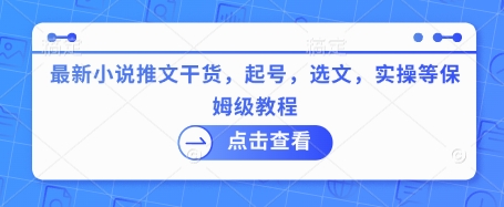 最新小说推文干货，起号，选文，实操等保姆级教程-创新社-资源网-最新项目分享网站