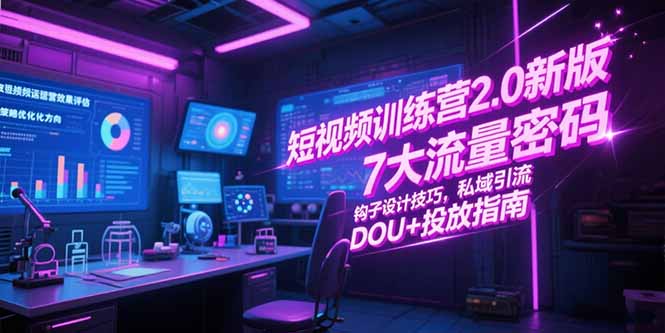 短视频训练营2.0新版，7大流量密码/钩子设计技巧/私域引流/DOU+投放指南-创新社-资源网-最新项目分享网站