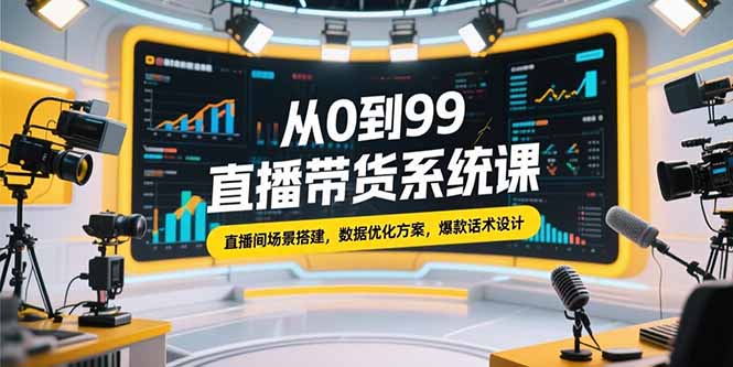 从0到99直播带货系统课，直播间场景搭建，数据优化方案，爆款话术设计-创新社-资源网-最新项目分享网站