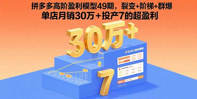 拼多多高阶盈利模型49期，裂变+阶梯+群爆  单店月销30万+投产7的超盈利-创新社-资源网-最新项目分享网站