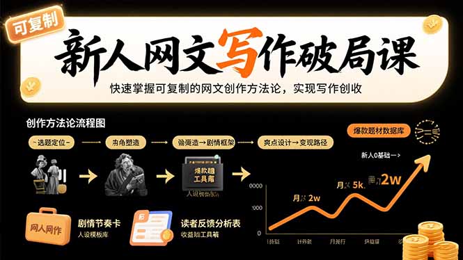 新人网文写作破局课：快速掌握可复制的网文创作方法论，实现写作创收-创新社-资源网-最新项目分享网站