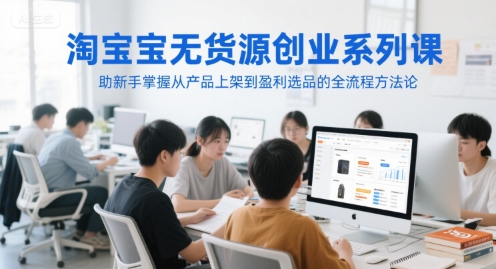 淘宝无货源创业系列课，助新手掌握从产品上架到盈利选品的全流程方法论-创新社-资源网-最新项目分享网站