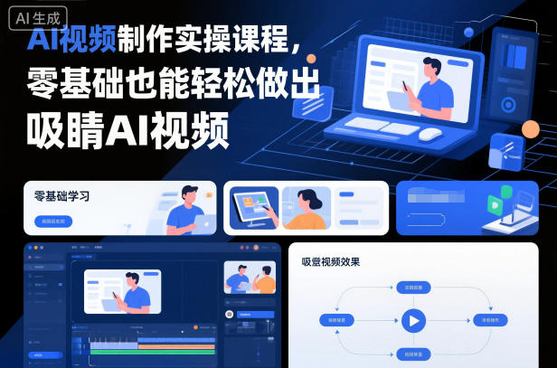 AI视频制作实操课程,零基础也能轻松做出吸睛AI视频-创新社-资源网-最新项目分享网站