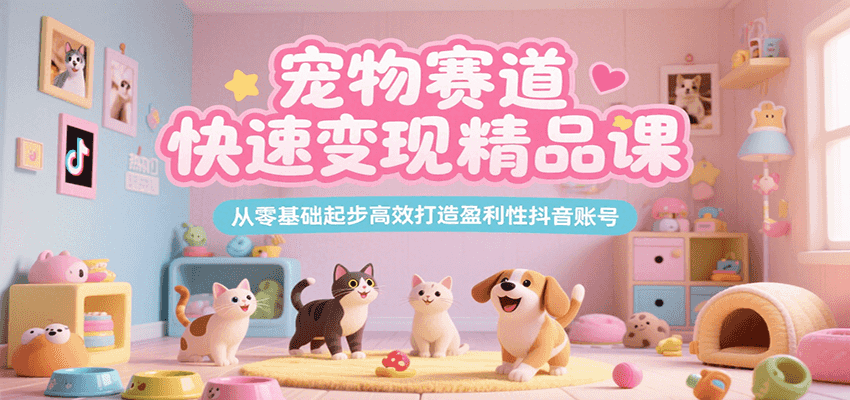 宠物赛道快速变现精品课，从零基础起步高效打造盈利性抖音账号-创新社-资源网-最新项目分享网站