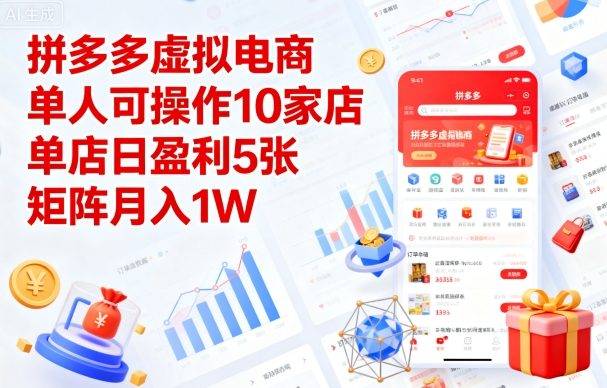拼多多虚拟电商，单人可操作10家店，单店日盈利5张，矩阵月入1W+【揭秘】-创新社-资源网-最新项目分享网站