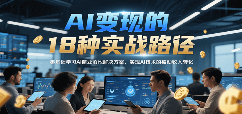 AI变现的18种实战路径，零基础学习AI商业落地解决方案，实现AI技术的被动收入转化-创新社-资源网-最新项目分享网站
