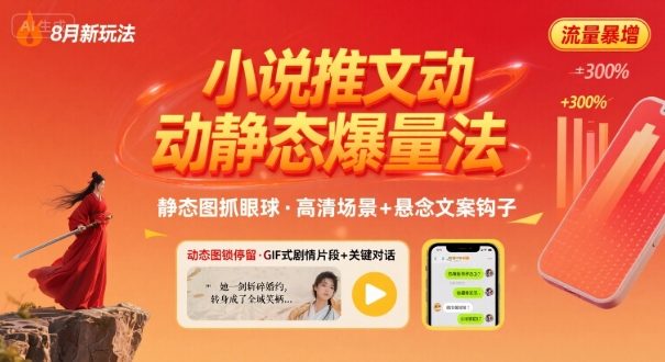 8月小说推文全新玩法，动静态图片+搭配小说文案爆量玩法-创新社-资源网-最新项目分享网站
