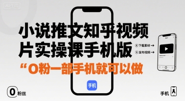 小说推文知乎视频图片实操课手机版，0粉一部手机就可以做-创新社-资源网-最新项目分享网站