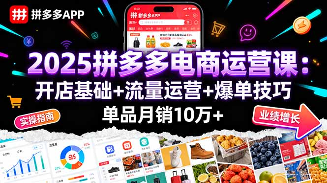2025拼多多电商运营课：开店基础+流量运营+爆单技巧，单品月销10万+-创新社-资源网-最新项目分享网站