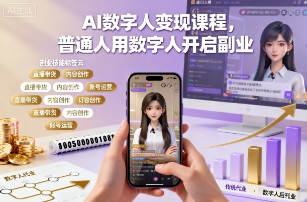AI数字人变现课程,普通人用数字人开启副业-创新社-资源网-最新项目分享网站