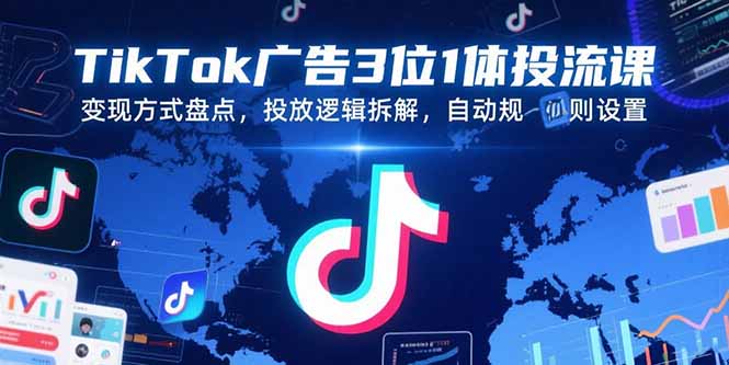 TikTok广告3位1体投流课，变现方式盘点，投放逻辑拆解，自动规则设置-创新社-资源网-最新项目分享网站