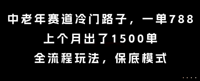 中老年赛道冷门路子，一单788，上个月出了1500单，全流程玩法，保底模式【揭秘】-创新社-资源网-最新项目分享网站