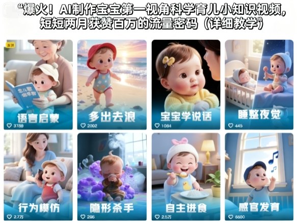 爆火！AI制作宝宝第一视角科学育儿小知识视频，短短两月获赞百万的流量密码(详细教学)-创新社-资源网-最新项目分享网站