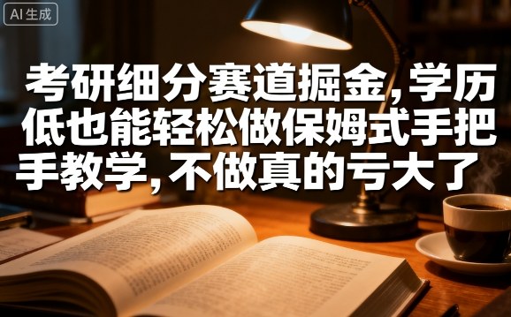 考研细分赛道掘金，日入1k+，学历低也能轻松做保姆式手把手教学，不做真的亏大了【揭秘】-创新社-资源网-最新项目分享网站
