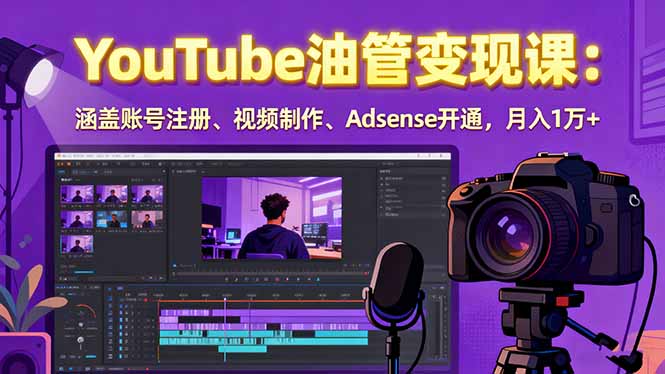 2025YouTube油管变现课：涵盖账号注册、视频制作、Adsense开通，月入1万+-创新社-资源网-最新项目分享网站