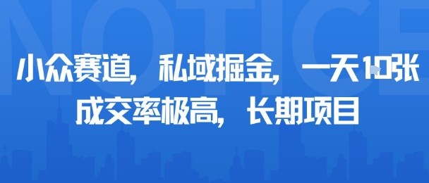小众赛道，私域掘金，一天多张，成交率极高，长期项目-创新社-资源网-最新项目分享网站