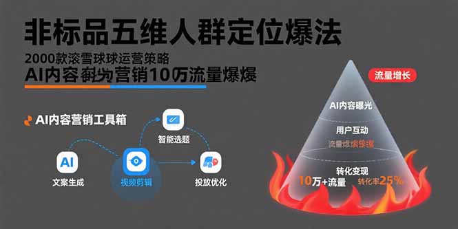 非标品五维人群定位法，2000款滚雪球运营策略，AI内容营销10万流量引爆-创新社-资源网-最新项目分享网站