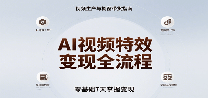AI视频特效变现全流程，零基础7天掌握视频生产到橱窗带货变现-创新社-资源网-最新项目分享网站