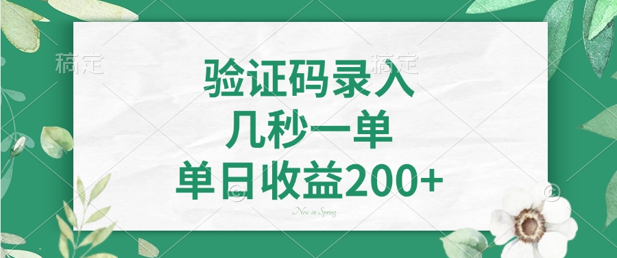 验证码录入，几秒一单，单日收益200+-创新社-资源网-最新项目分享网站