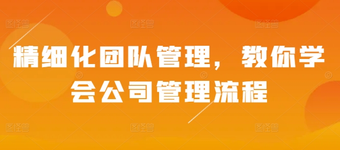 精细化团队管理，教你学会公司管理流程-创新社-资源网-最新项目分享网站