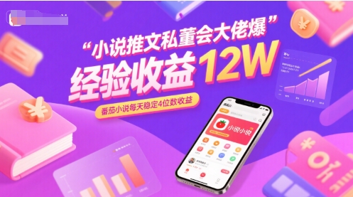 小说推文私董会大佬爆单经验分享收益12W，番茄小说每天稳定4位数收益-创新社-资源网-最新项目分享网站