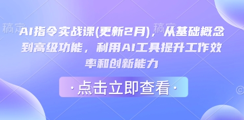 AI指令实战课(更新2月)，从基础概念到高级功能，利用AI工具提升工作效率和创新能力-创新社-资源网-最新项目分享网站