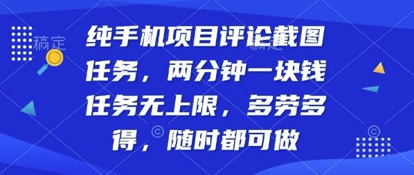 纯手机项目评论截图任务，两分钟一块钱多劳多得，随时随地都能做【揭秘】-创新社-资源网-最新项目分享网站