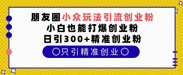 朋友圈小众玩法引流创业粉，小白也能打爆创业粉，日引300+精准创业粉【揭秘】-创新社-资源网-最新项目分享网站