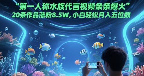 第一人称水族代言视频条条爆火，20条作品涨粉8.5W，小白轻松月入五位数-星创网
