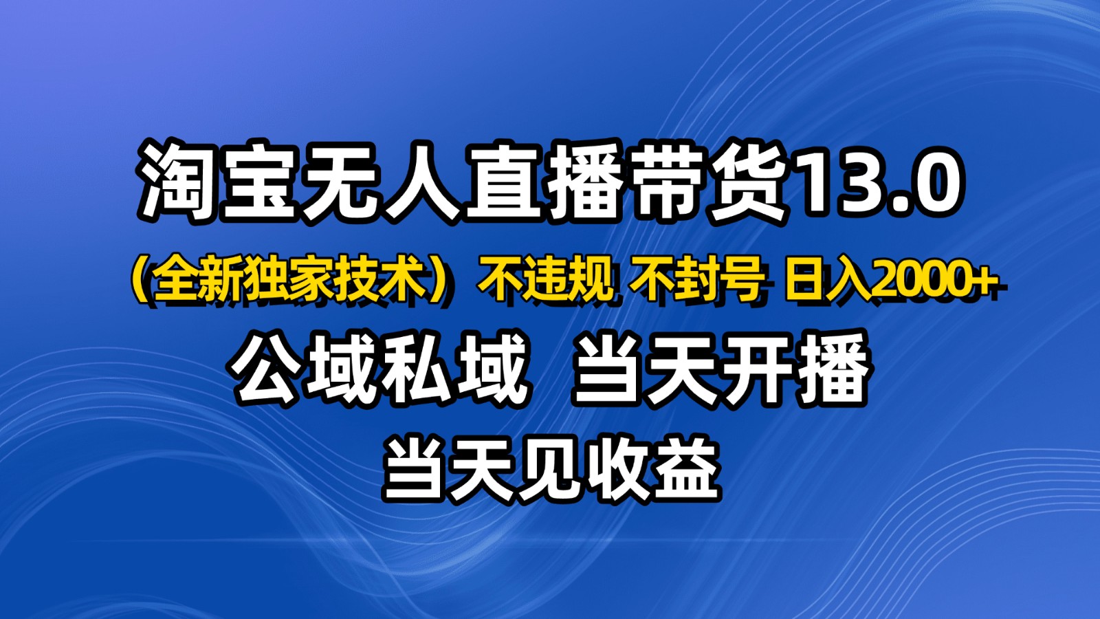 淘宝无人直播13.0，公域私域技术，不封号，不违规 布局下半年旺季赛道，日入2000+-创新社-资源网-最新项目分享网站