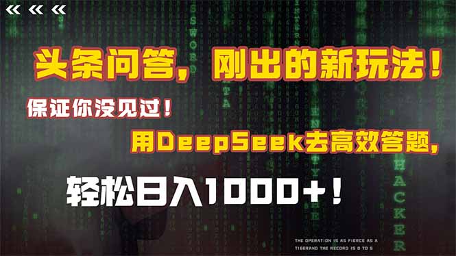 头条问答，刚出的新玩法！保证你没见过！结合Deepseek高效答题，轻松日…-创新社-资源网-最新项目分享网站