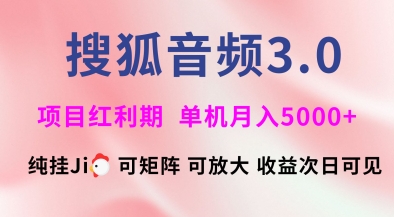 搜狐音频挂ji3.0.可矩阵可放大，独家技术，稳定月入5000+【揭秘】-创新社-资源网-最新项目分享网站