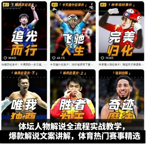 体坛人物解说全流程实战教学，爆款解说文案讲解，体育热门赛事精选-创新社-资源网-最新项目分享网站
