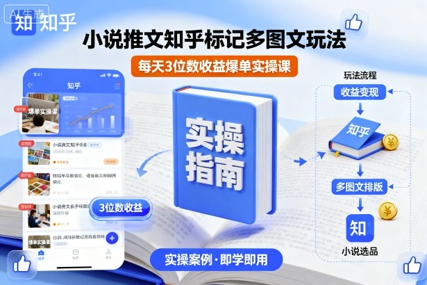 小说推文知乎标记多图文玩法，每天3位数收益爆单实操课-创新社-资源网-最新项目分享网站
