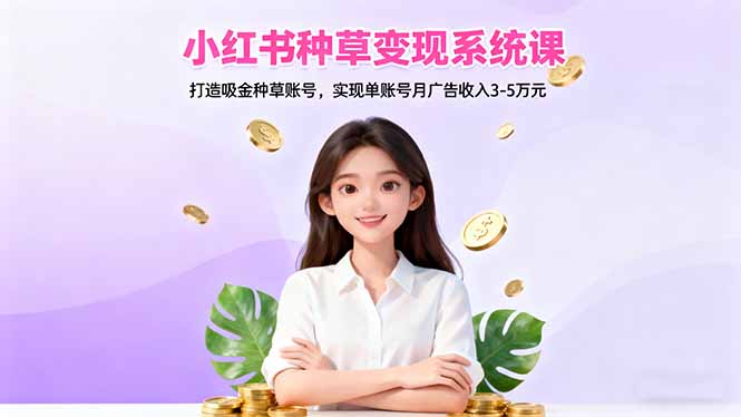 小红书种草变现系统课：打造吸金种草账号，实现单账号月广告收入3-5万元-创新社-资源网-最新项目分享网站