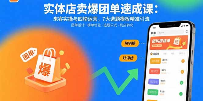实体店卖爆团单速成课：来客实操与四榜运营，7大选题模板精准引流-创新社-资源网-最新项目分享网站