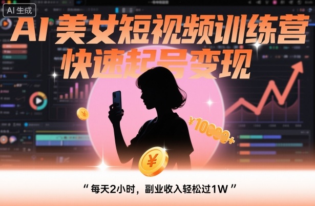 AI美女短视频训练营,快速起号变现,每天2小时,副业收入轻松过1W-创新社-资源网-最新项目分享网站