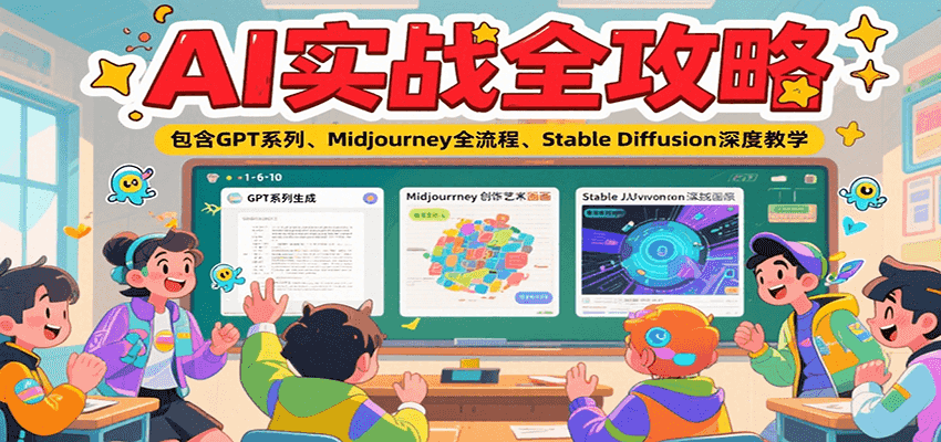 AI实战全攻略，包含GPT系列、Midjourney全流程、Stable Diffusion深度教学-创新社-资源网-最新项目分享网站