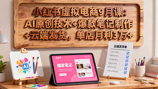 小红书虚拟电商9月课:AI原创技术+爆款笔记制作+云端发货,单店月利3万+-创新社-资源网-最新项目分享网站