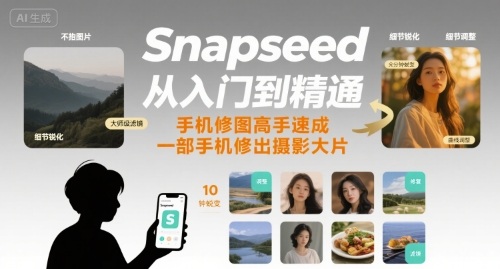 Snapseed从入门到精通，手机修图高手速成，一部手机就能修出摄影大片-创新社-资源网-最新项目分享网站