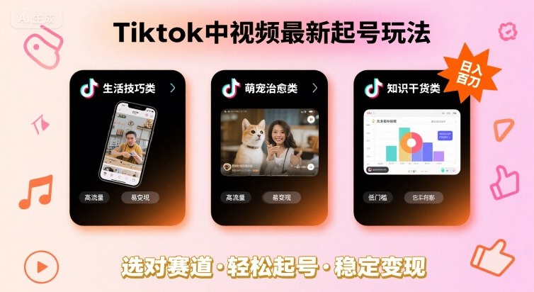 Tiktok中视频最新起号玩法，想要日入百刀，做好这几个赛道就可以了-创新社-资源网-最新项目分享网站