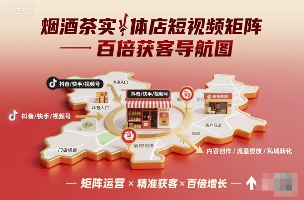 烟酒茶实体店短视频矩阵百倍获客导航图-创新社-资源网-最新项目分享网站