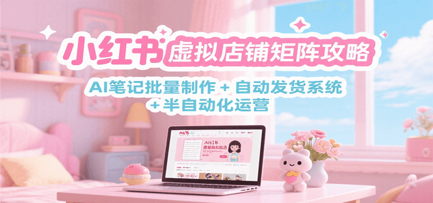小红书虚拟店铺矩阵攻略：AI笔记批量制作 + 自动发货系统 + 半自动化运营-创新社-资源网-最新项目分享网站
