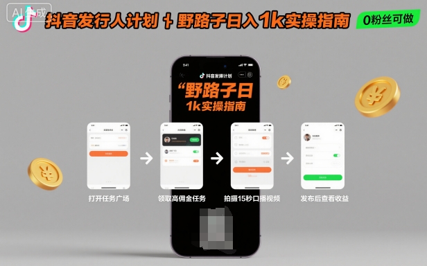 抖音发行人计划全新野路子玩法,随时随地,只要有手机,就能操作,日入1k+【揭秘】-创新社-资源网-最新项目分享网站