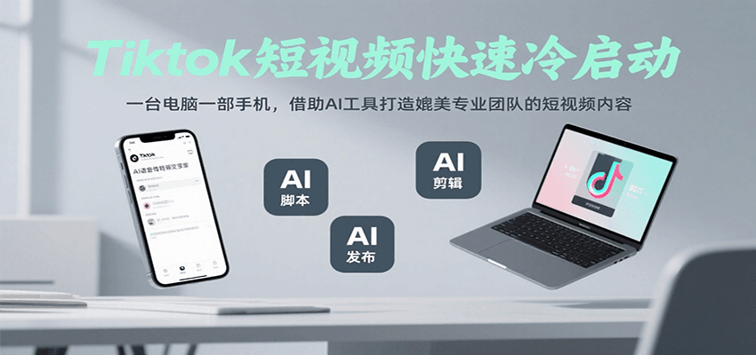 Tiktok短视频快速冷启动，一台电脑一部手机，借助AI工具打造媲美专业团队的短视频内容-创新社-资源网-最新项目分享网站