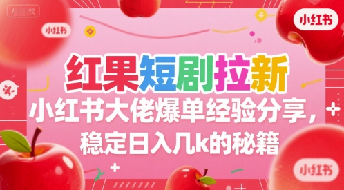 红果短剧拉新小红书大佬爆单经验分享，稳定日入几k的秘籍-创新社-资源网-最新项目分享网站