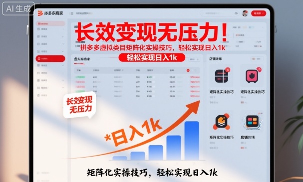 长效变现无压力！拼多多虚拟类目矩阵化实操技巧，轻松实现日入1k【揭秘】-创新社-资源网-最新项目分享网站