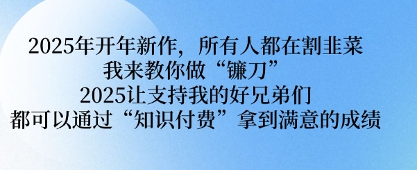 2025年开年新作，所有人都在割韭菜，我来教你做“镰刀” 2025让支持我的好兄弟们都可以通过“知识付费”拿到满意的成绩【揭秘】-创新社-资源网-最新项目分享网站