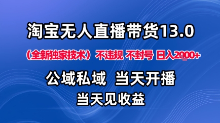 淘宝无人直播13.0,公域私域技术,不封号,不违规布局下半年旺季赛道,日入1K+(独家技术)【揭秘】-创新社-资源网-最新项目分享网站